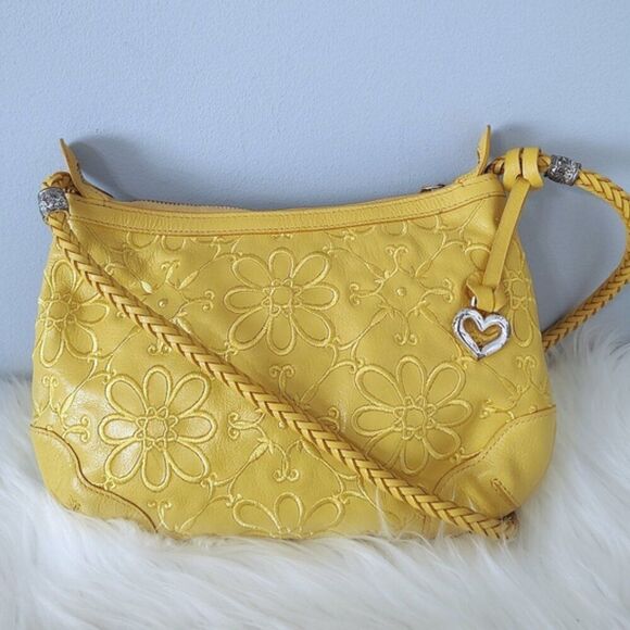 Brighton Valencia embroidered floral leather shoulder bag EUC - Picture 1 of 9